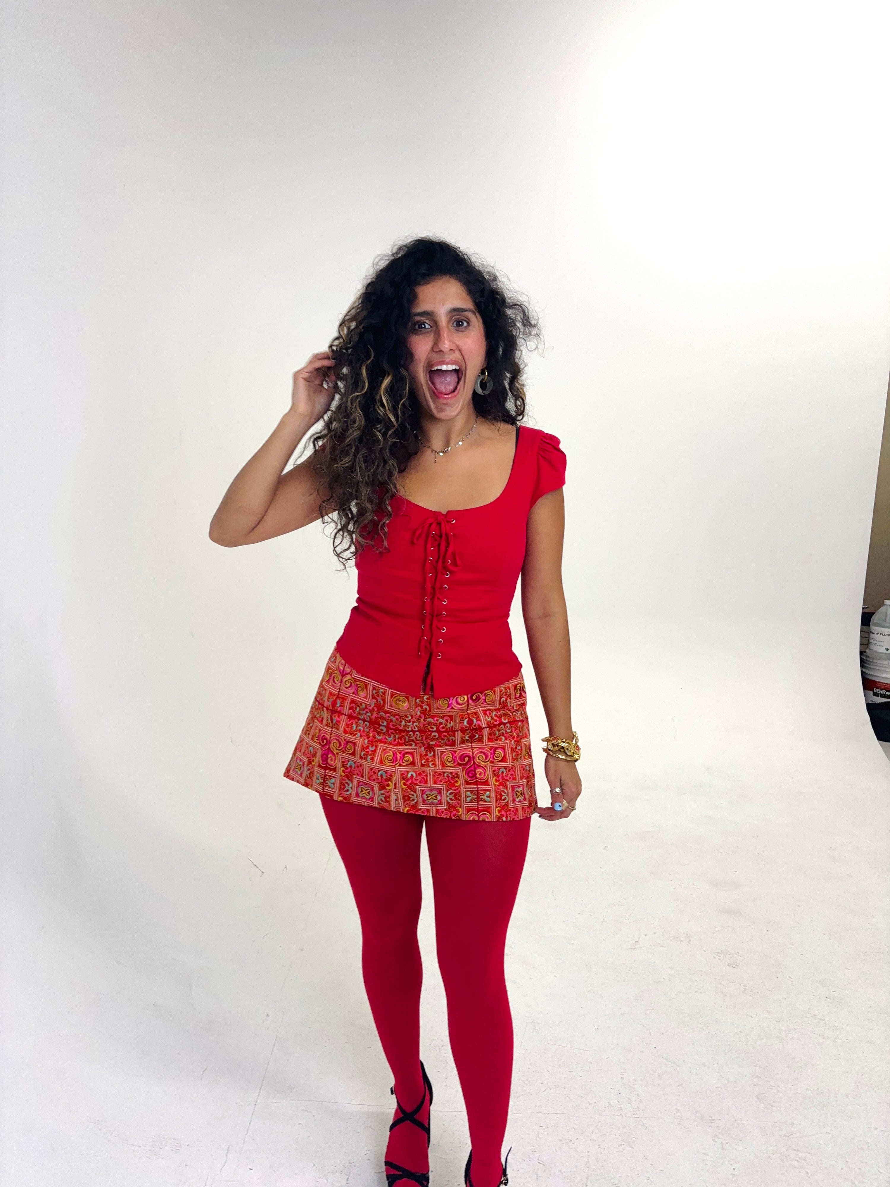 Red Envelope Mini Skirt